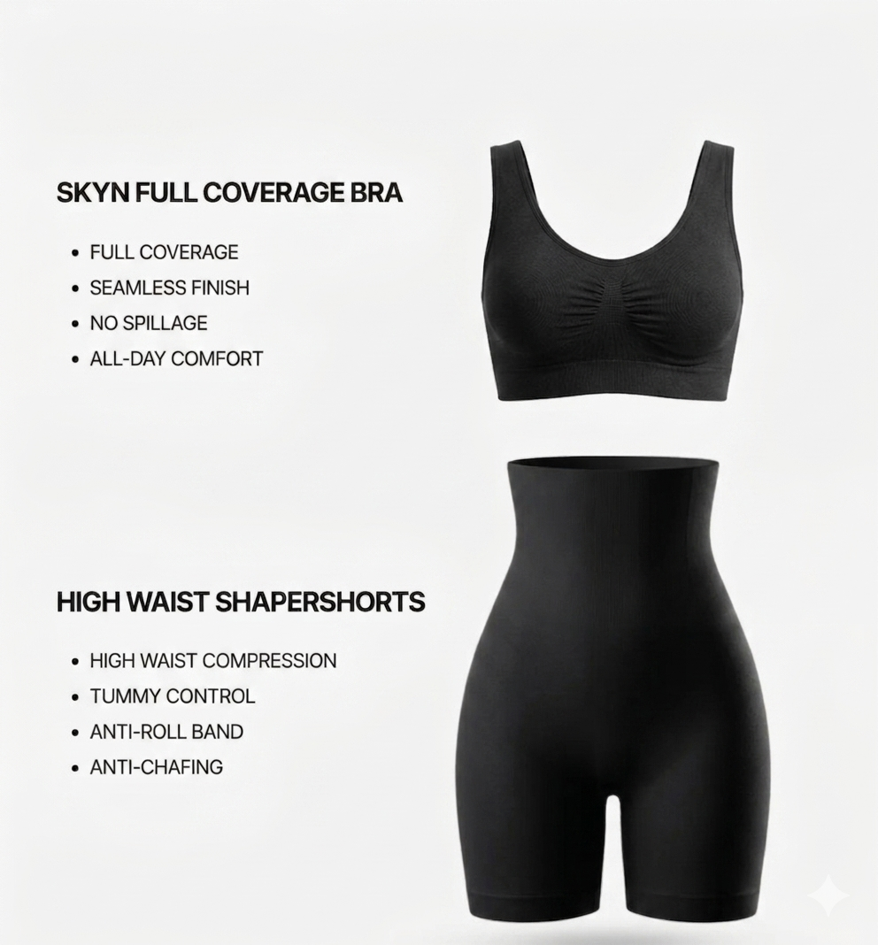 The Snatch & Support Combo (Comfort Lift Skyn Full Coverage Bra + High Waist Shaper Shorts)