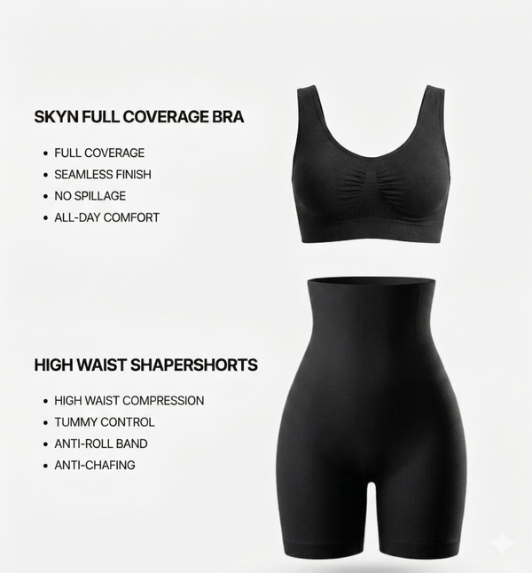 The Snatch & Support Combo (Comfort Lift Skyn Full Coverage Bra + High Waist Shaper Shorts)